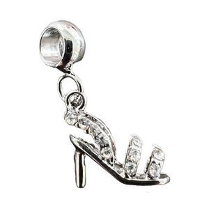 Silver High Heel Rhinestone Stiletto Charm